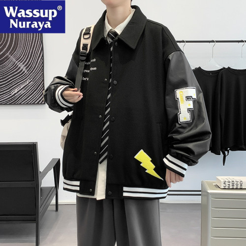 WASSUP NURAYA美式外套男春秋復古工裝潮流休閒夾克百搭翻領上衣