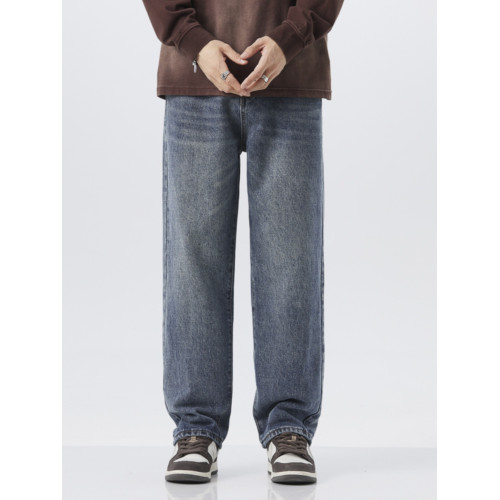 直筒牛仔褲2025新款男秋冬款美式高街休閒寬鬆濶腿長褲子