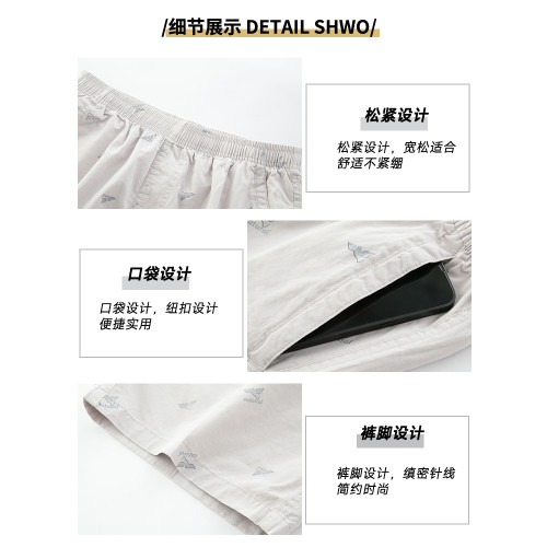 啄木鳥100%純棉短褲男士夏季新款寬松直筒休閒運動褲大碼褲子男C