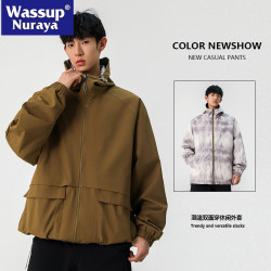 WASSUP NURAYA雙面穿工裝外套男春秋2025新款休閒沖鋒衣連帽夾克