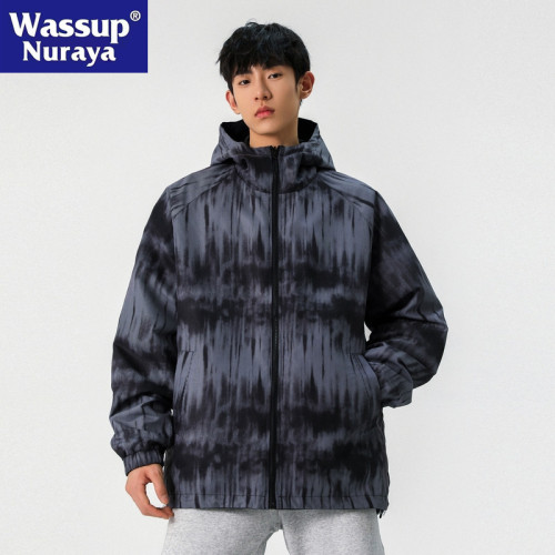 WASSUP NURAYA雙面穿工裝外套男春秋2025新款休閒沖鋒衣連帽夾克