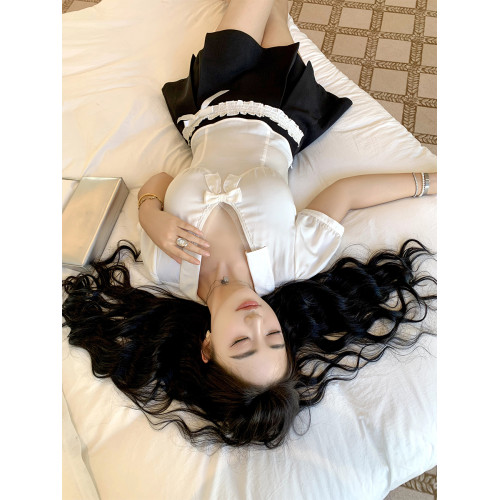 肉裝小cherry 甜系珍妮 100%萊賽爾微胖打攬V領蝴蝶結短袖襯衫夏