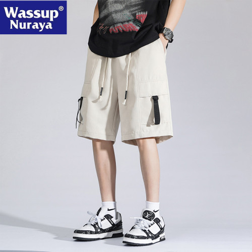 WASSUP NURAYA沙灘機能風工裝短褲男夏季寬鬆濶腿潮牌休閒五分褲