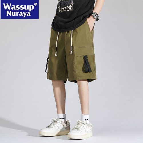 WASSUP NURAYA沙灘機能風工裝短褲男夏季寬鬆濶腿潮牌休閒五分褲