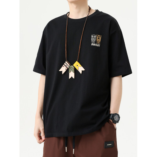 重磅短袖T恤男2025夏季潮牌潮流日系休閒寬鬆純棉圓領半截袖上衣