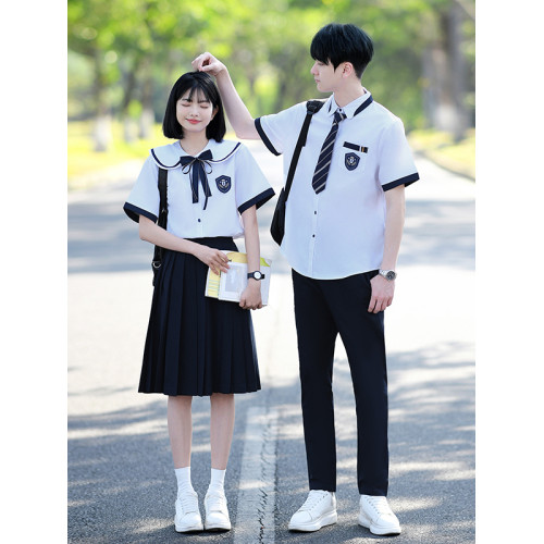 初中高中學院風襯衫畢業照班服夏季jk製服套裝中小學生團體合唱服 初中高中學院風襯衫畢業照班服夏季jk製服套裝中小學生團體合唱服