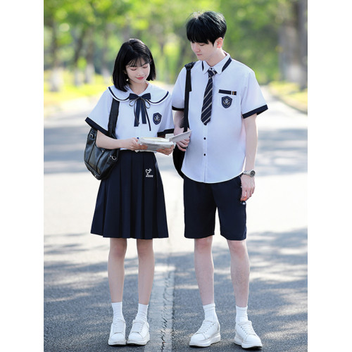初中高中學院風襯衫畢業照班服夏季jk製服套裝中小學生團體合唱服 初中高中學院風襯衫畢業照班服夏季jk製服套裝中小學生團體合唱服
