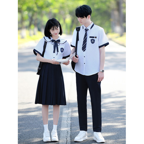 初中高中學院風襯衫畢業照班服夏季jk製服套裝中小學生團體合唱服 初中高中學院風襯衫畢業照班服夏季jk製服套裝中小學生團體合唱服