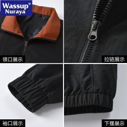 WASSUP Nuraya潮牌沖鋒衣男春秋外套工裝戶外青少年立領休閒夾克