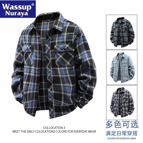 WASSUP Nuraya潮牌襯衫男長袖春秋2025新款復古休閒翻領襯衣外套