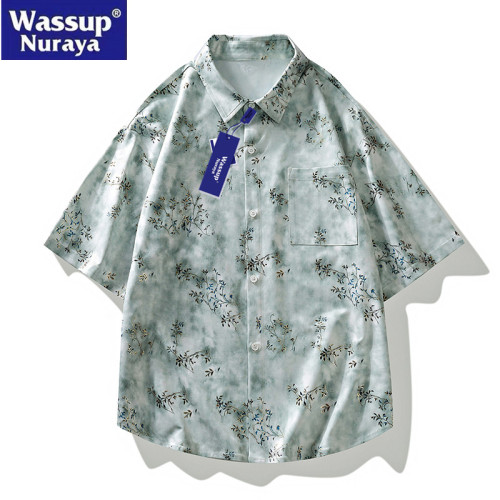 WASSUP Nuraya潮牌夏威夷沙灘襯衫短袖夏季寬松痞帥情侶度假襯衣