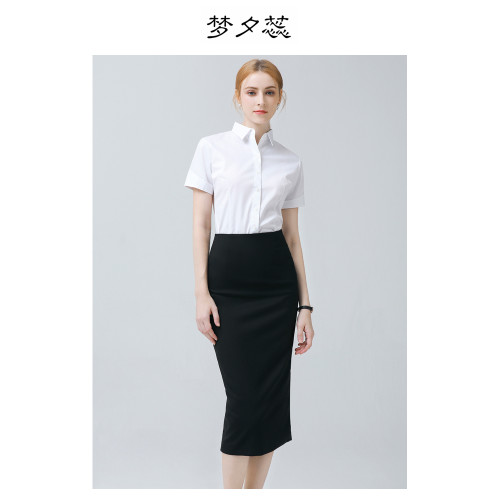 藍色襯衫女短袖夏季新款公務員國考面試職業套裝通勤正裝工作服