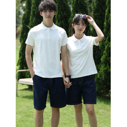 情侶裝領証結婚登記照夏季新款純棉男女短袖T恤POLO衫襯衫衣服