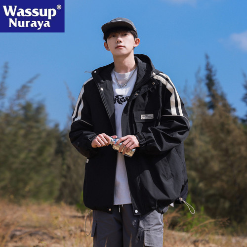 WASSUP NURAYA2024年新款休閒夾克外套男春季戶外運動情侶沖鋒衣
