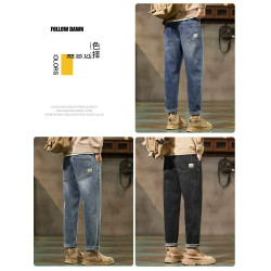 牛仔褲男士秋冬季新款直筒寬鬆復古休閒潮牌男生工裝長褲