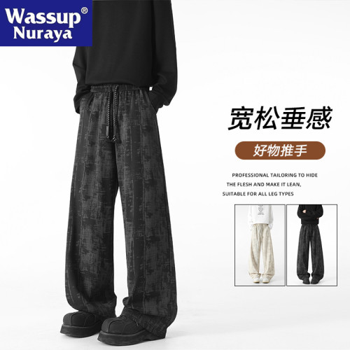 WASSUP NURAYA美式痞帥紥染休閒西褲男高街百搭顯瘦運動直筒長褲