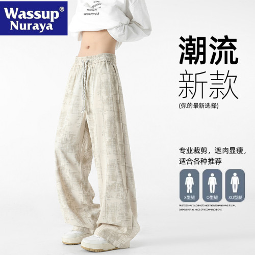 WASSUP NURAYA美式痞帥紥染休閒西褲男高街百搭顯瘦運動直筒長褲