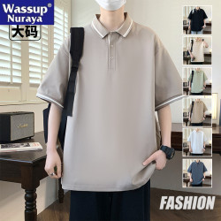 WASSUP NURAYA男短袖t恤2025新款夏季寬松大碼翻領polo衫青年上衣