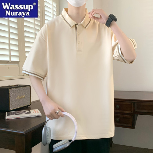 WASSUP NURAYA男短袖t恤2025新款夏季寬松大碼翻領polo衫青年上衣