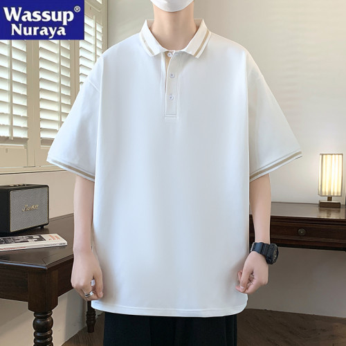 WASSUP NURAYA男短袖t恤2025新款夏季寬松大碼翻領polo衫青年上衣