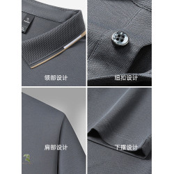 【5A抗菌+桑蠶絲】啄木鳥短袖T恤翻領男士2025夏季爸爸polo衫父親
