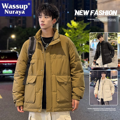 WASSUP NURAYA秋冬季立領羽絨服男潮牌加厚保暖麵包服白鴨絨外套