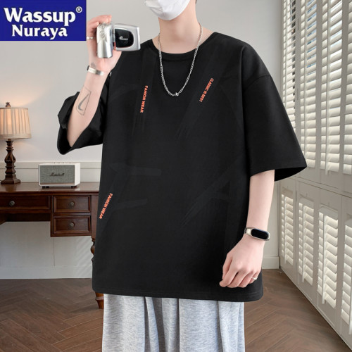 WASSUP NURAYA大碼短袖t恤男士夏季新款寬松半袖加肥加大肚子體恤