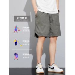 啄木鳥冰絲網眼休閒短褲男2025夏季薄款速乾寬松外穿五分中褲子K