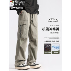 啄木鳥工裝褲男士褲子夏季2025新款休閒運動戶外登山防風沖鋒褲K
