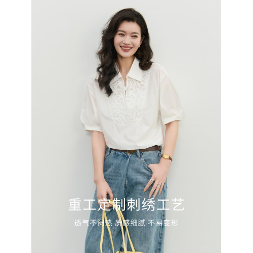 RL若來臻選【雅致系列】短袖襯衫2025夏季新款時尚設計高級感上衣