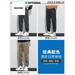 休閒褲男士2025春秋季新款潮牌寬松束腳運動褲九分工裝褲