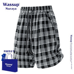 WASSUP NURAYA美式復古格子短褲男士夏季新款潮牌寬松直筒五分褲