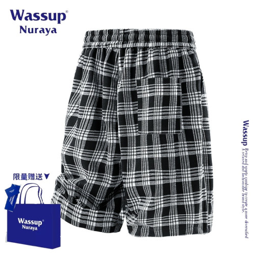 WASSUP NURAYA美式復古格子短褲男士夏季新款潮牌寬松直筒五分褲