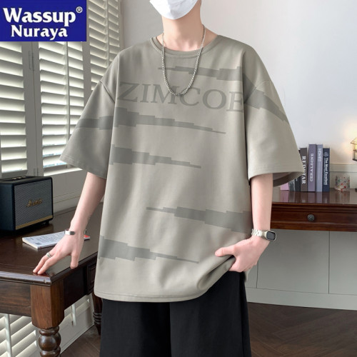 WASSUP NURAYA大碼印花設計短袖T恤男寬松百搭休閒青少年學生半袖