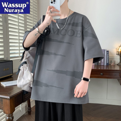 WASSUP NURAYA大碼印花設計短袖T恤男寬松百搭休閒青少年學生半袖