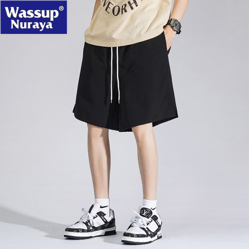 WASSUP NURAYA情侶冰絲五分褲男夏季青少年速乾沙灘休閒運動短褲