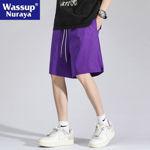 WASSUP NURAYA情侶冰絲五分褲男夏季青少年速乾沙灘休閒運動短褲