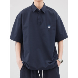 美式冰絲短袖POLO衫男士夏季薄寬松休閒男生半袖襯衫翻領印花T恤