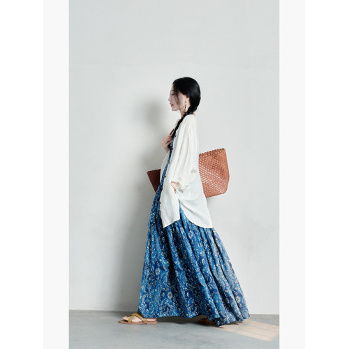 爲止/2025問璟 原創設計 文藝氣質新中式寬鬆亞麻襯衫 白051606