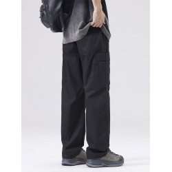 黑色工裝休閒褲男2025夏季新款多口袋潮流寬鬆直筒褲子春季