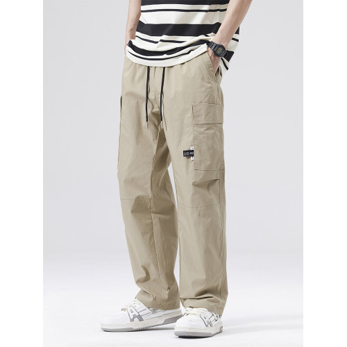 黑色工裝休閒褲男2025夏季新款多口袋潮流寬鬆直筒褲子春季