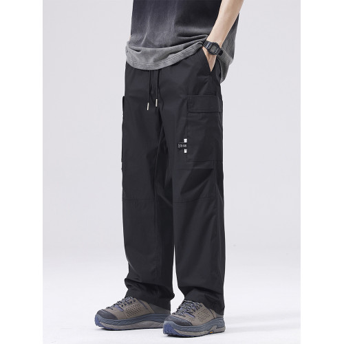 黑色工裝休閒褲男2025夏季新款多口袋潮流寬鬆直筒褲子春季