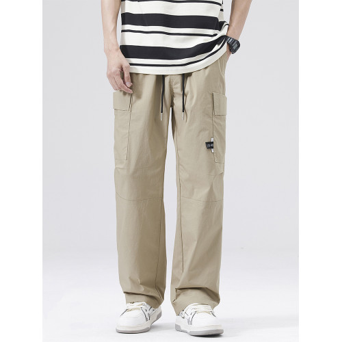 黑色工裝休閒褲男2025夏季新款多口袋潮流寬鬆直筒褲子春季