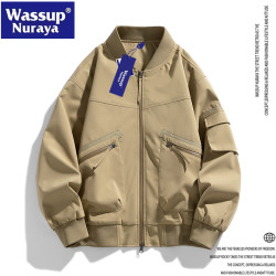 WASSUP Nuraya潮牌2024年春秋季復古寬松立領夾克男休閒工裝外套