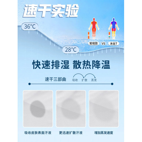 啄木鳥官方旗艦冰絲休閒套裝男士夏季薄款爸爸短袖t恤速乾兩件套K