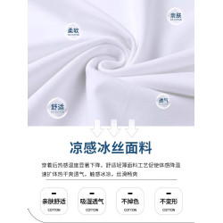 啄木鳥冰絲短袖T恤男士2025新款夏季寬松速乾圓領爸爸夏裝上衣K