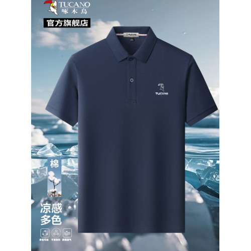 啄木鳥100%純棉短袖t恤男2025夏季半袖上衣服商務休閒翻領polo衫H