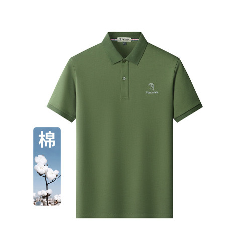 啄木鳥100%純棉短袖t恤男2025夏季半袖上衣服商務休閒翻領polo衫H