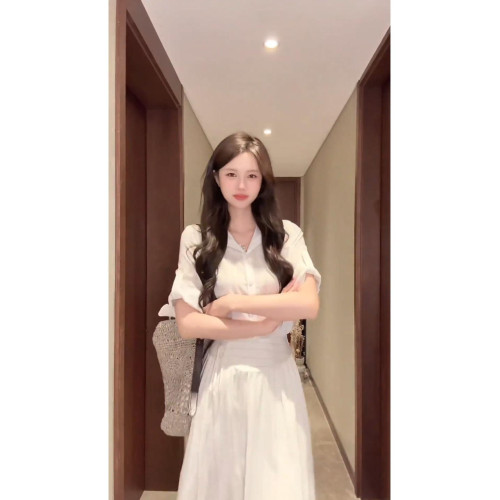 慵懶風休閒寬松條紋襯衫上衣顯瘦半身裙套裝女2025夏季新款兩件套