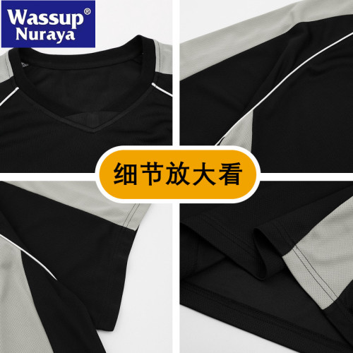 WASSUP NURAYA短袖t恤男士夏2025新款潮寬松運動休閒速乾V領半袖